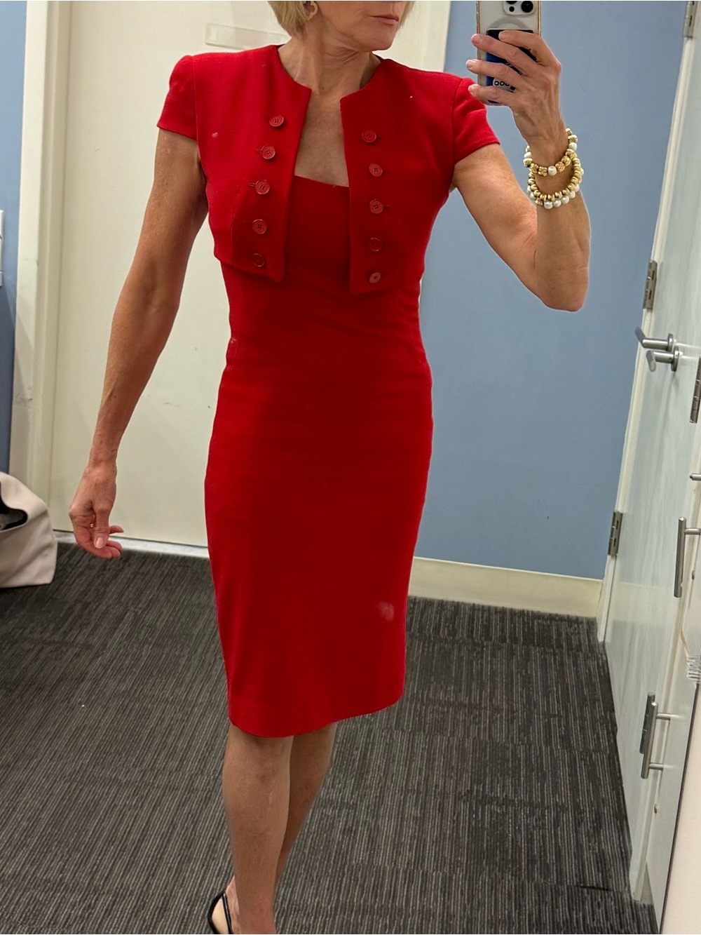 Alexander McQueen Illusion Bolero Sheath Dress in Red